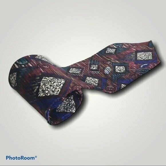 3/$20 Martin Wong Vintage 100% Silk Neck Tie Napa California Geometric Pattern - Picture 2 of 6